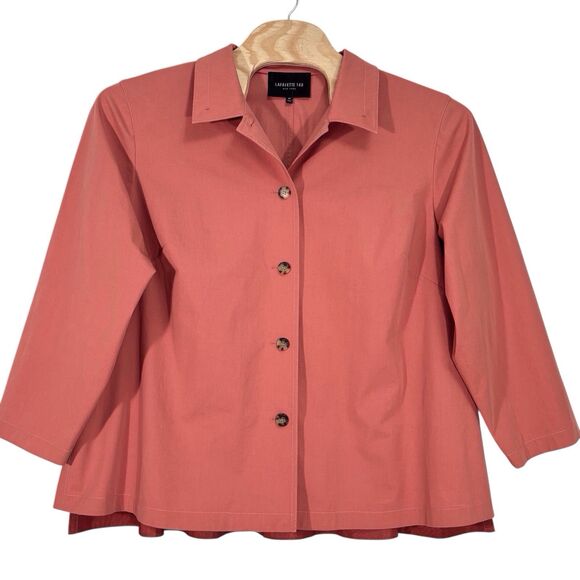 Lafayette 148 Top Button Up Long Sleeve Salmon READ Size 3X Layering Shacket - Picture 1 of 11